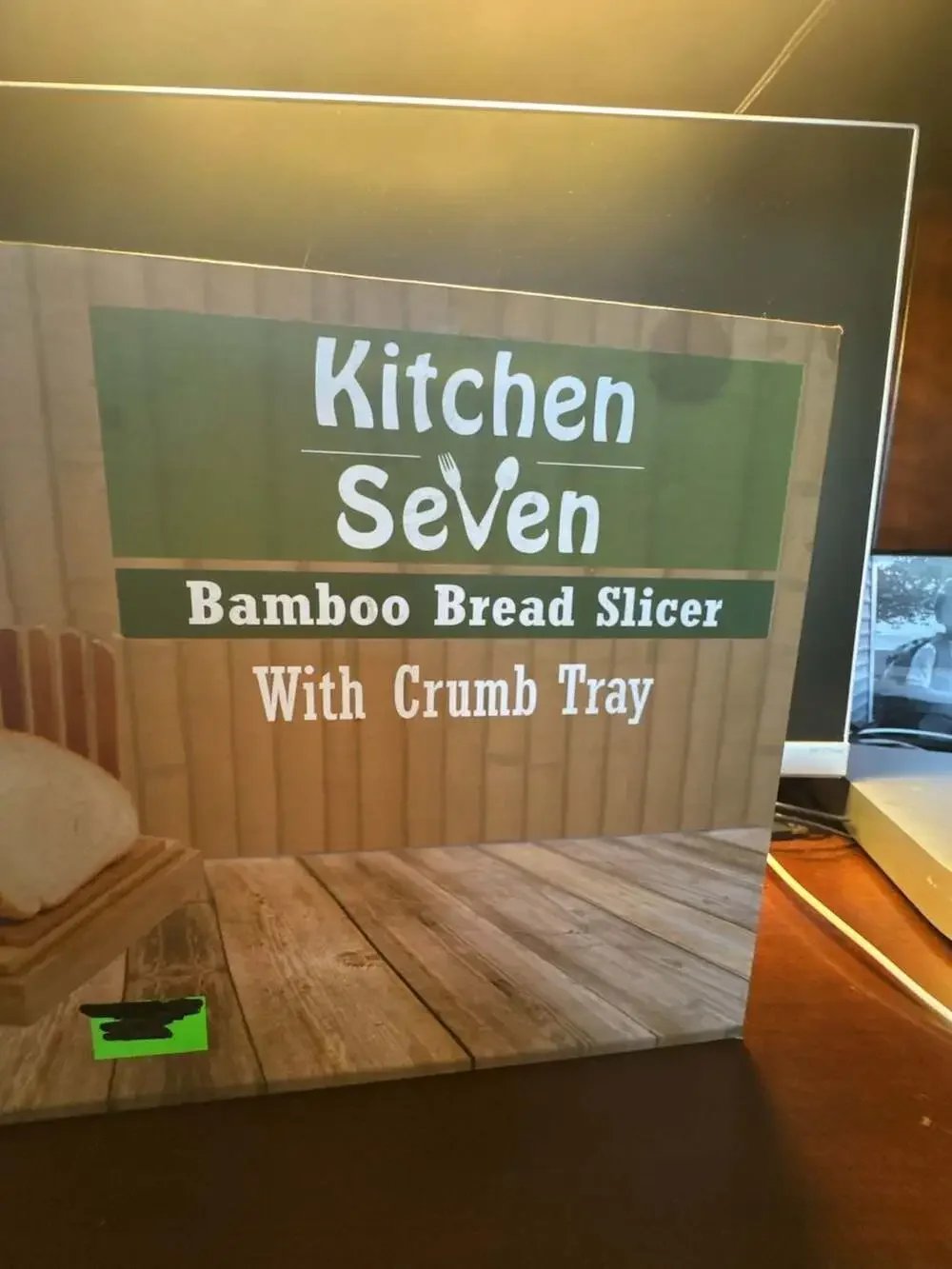 Kitchen Seven Bamboo Bread Slicer with Crumb Tray